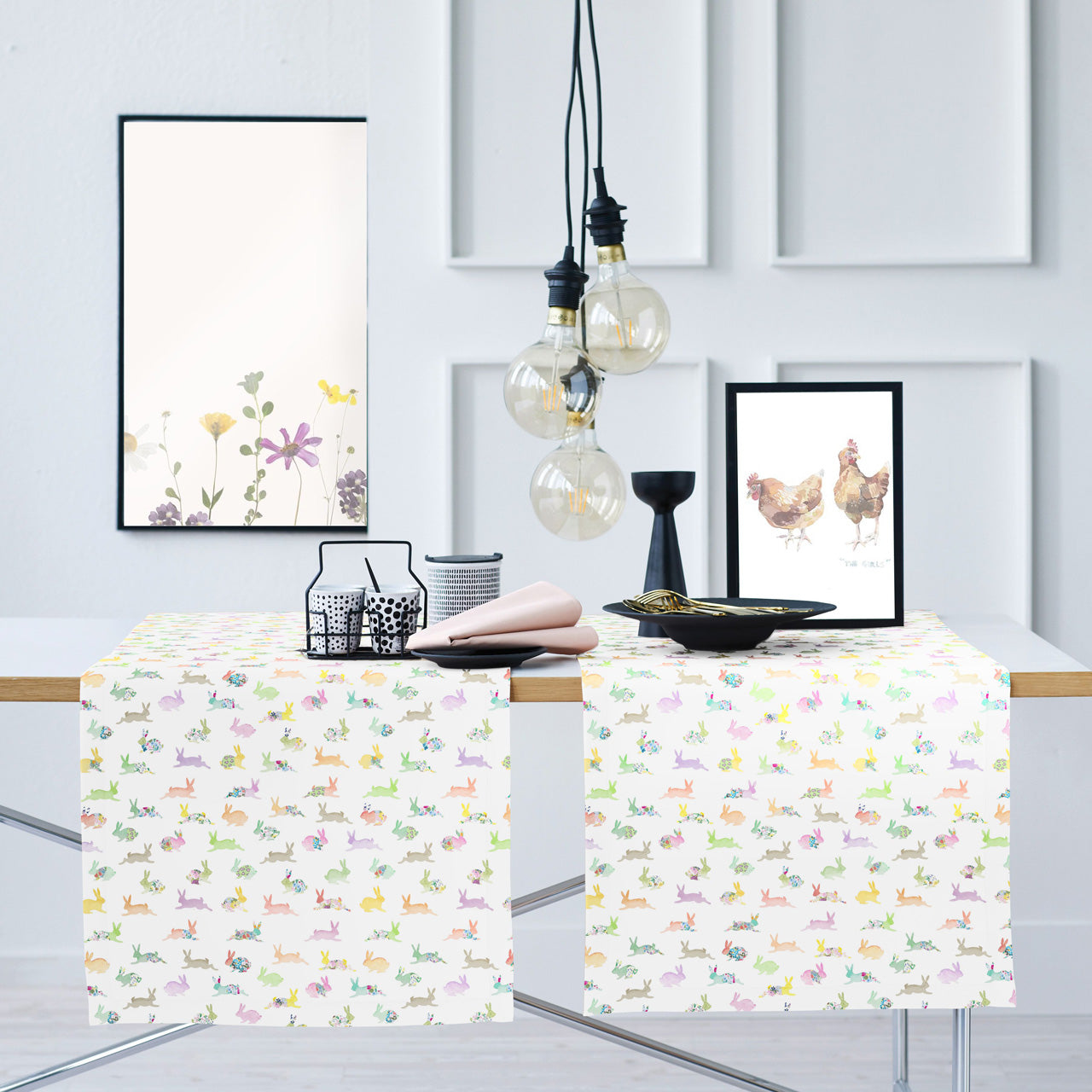 APELT 3101 Tischdecke liebevoll aquarellierten Häschen