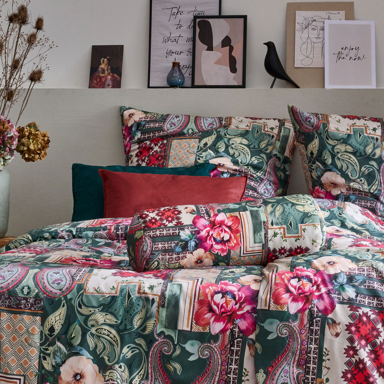 APELT 3403 Kissen - Nackenrolle Blumen und Ornamente im boheme-style