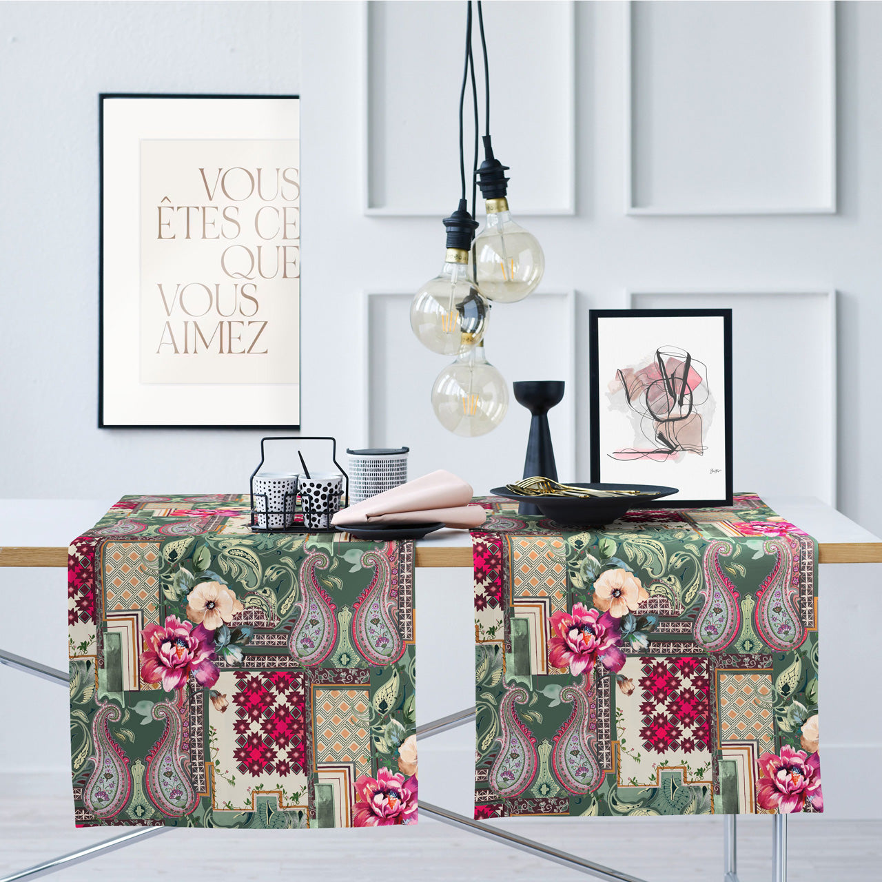 APELT 3403 Läufer Blumen und Ornamente im boheme-style