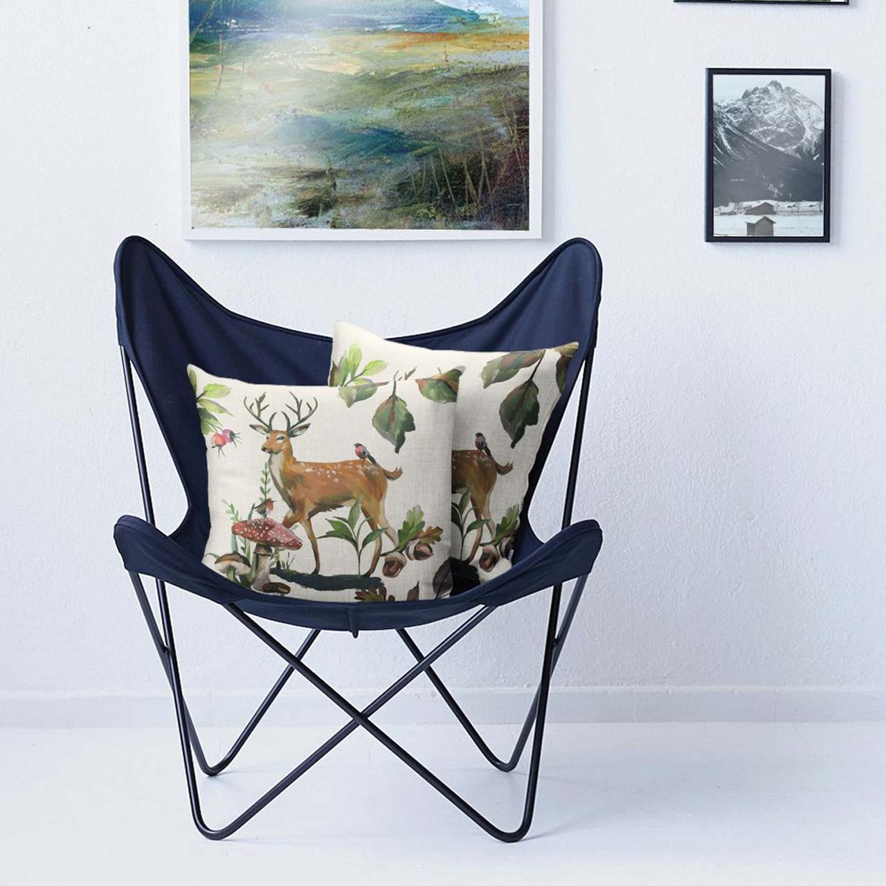 APELT 5884 Kissen Herbstmotiv Reh und Pilze