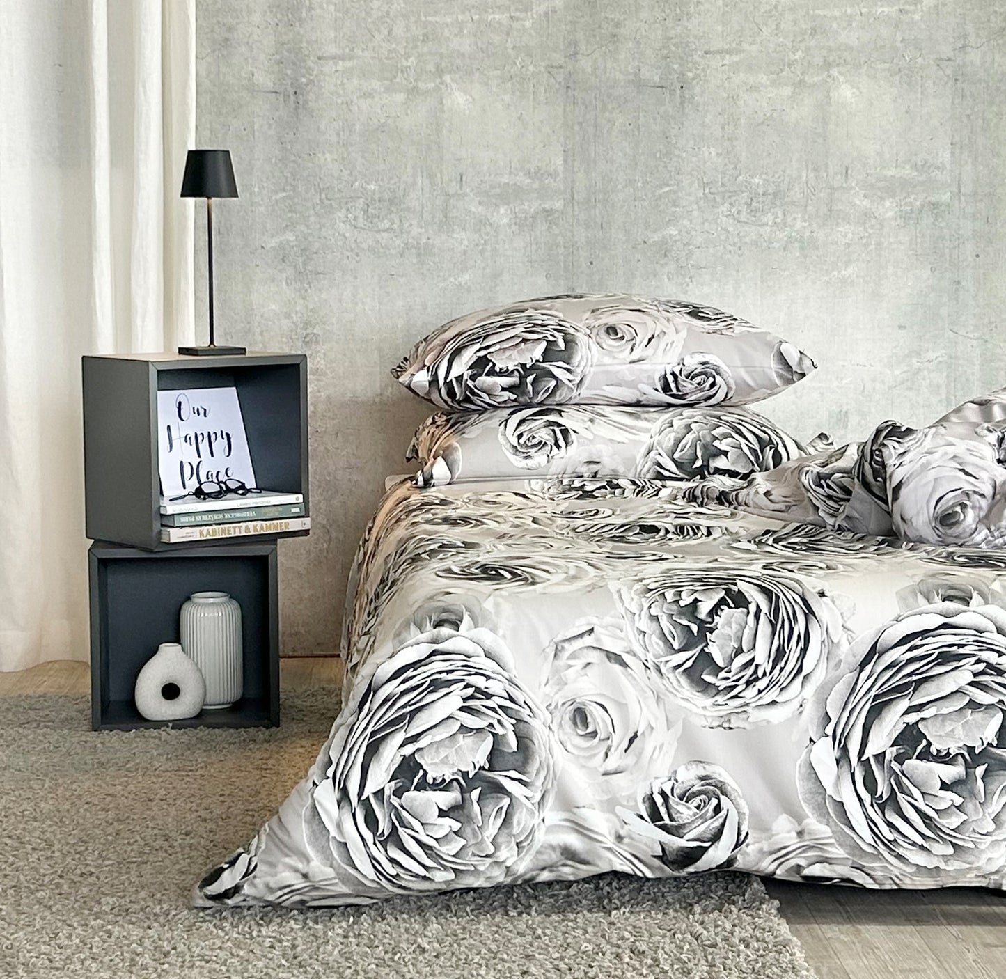 APELT Beatrice Bettwäsche Baumwoll-Satin Blumen Rosen