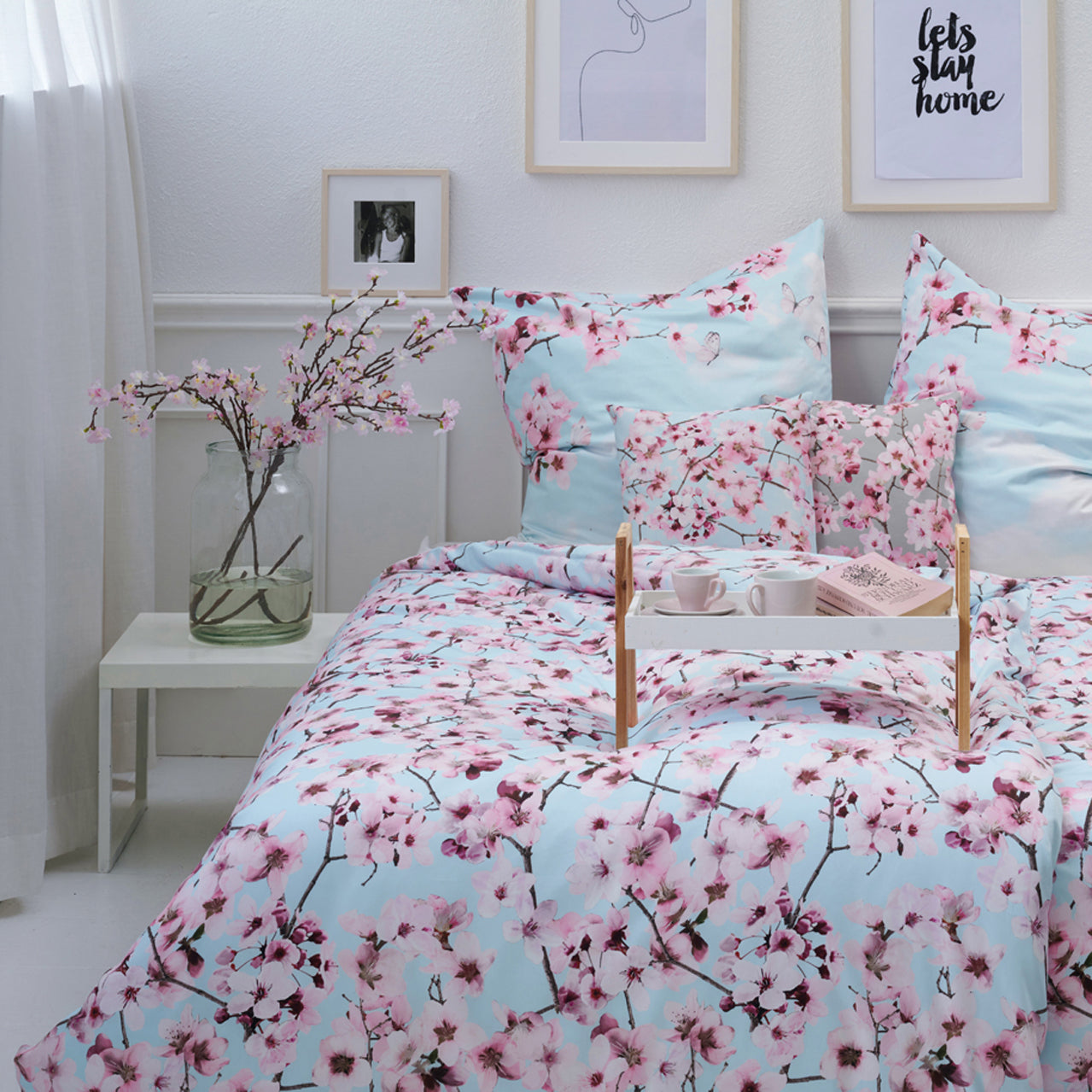 APELT Blossom Bettwäsche Baumwoll-Satin Kirschblüten