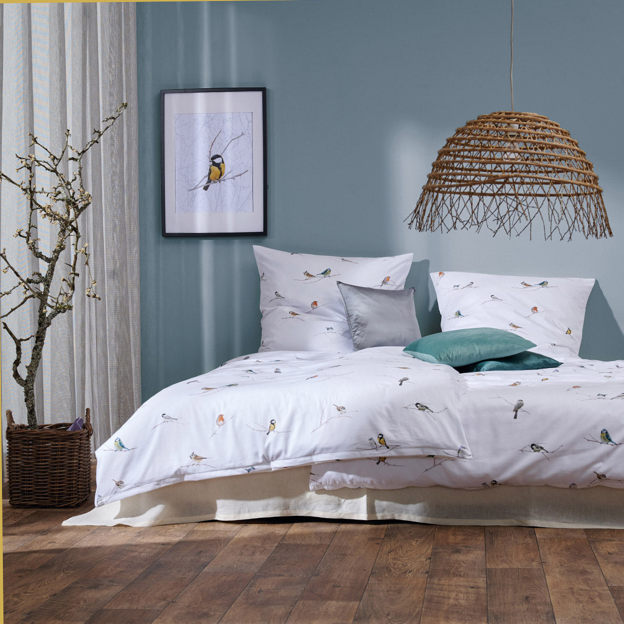 APELT Birds Bettwäsche Baumwoll-Satin Singvögel