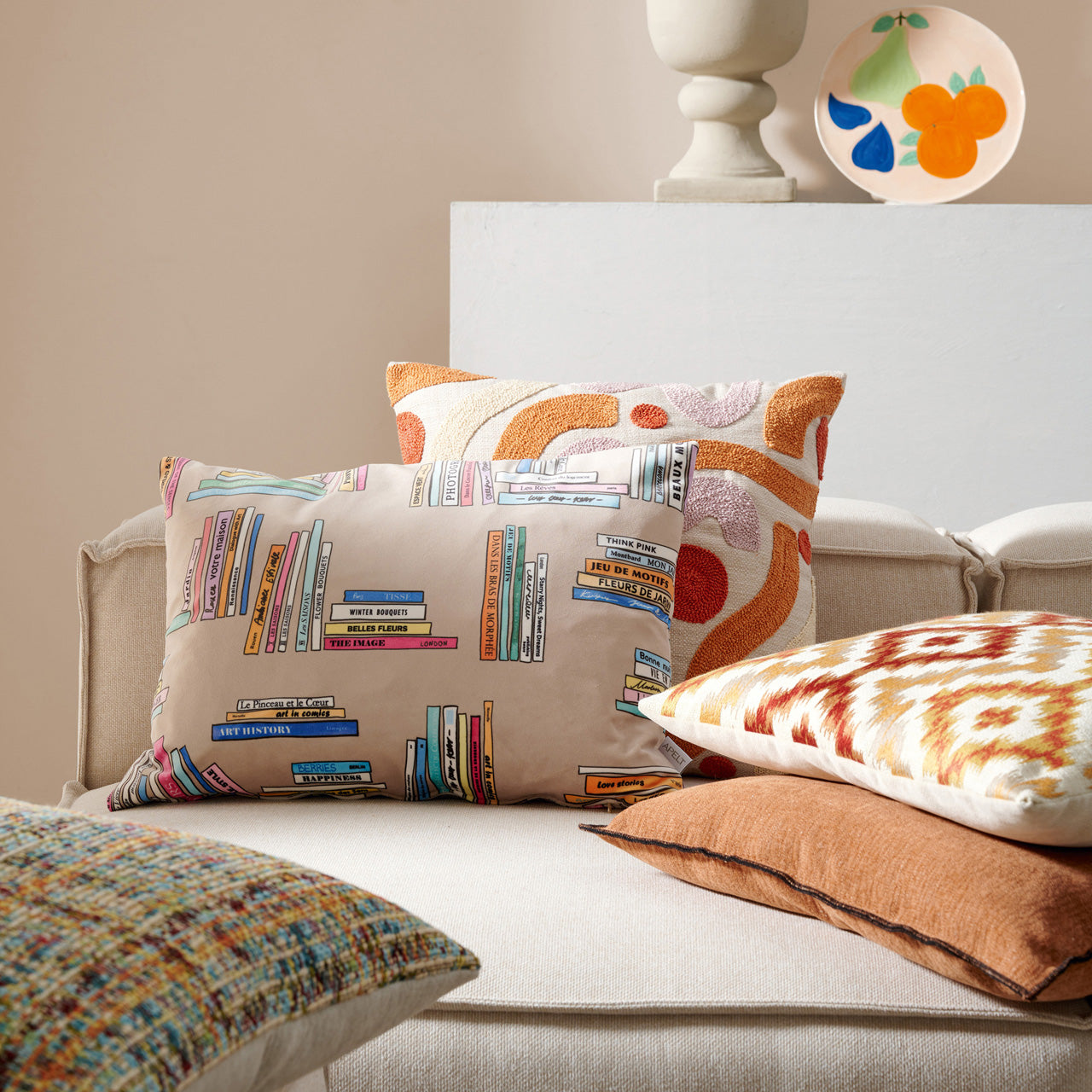 APELT Carta Kissen gezeichnete Buchmotive