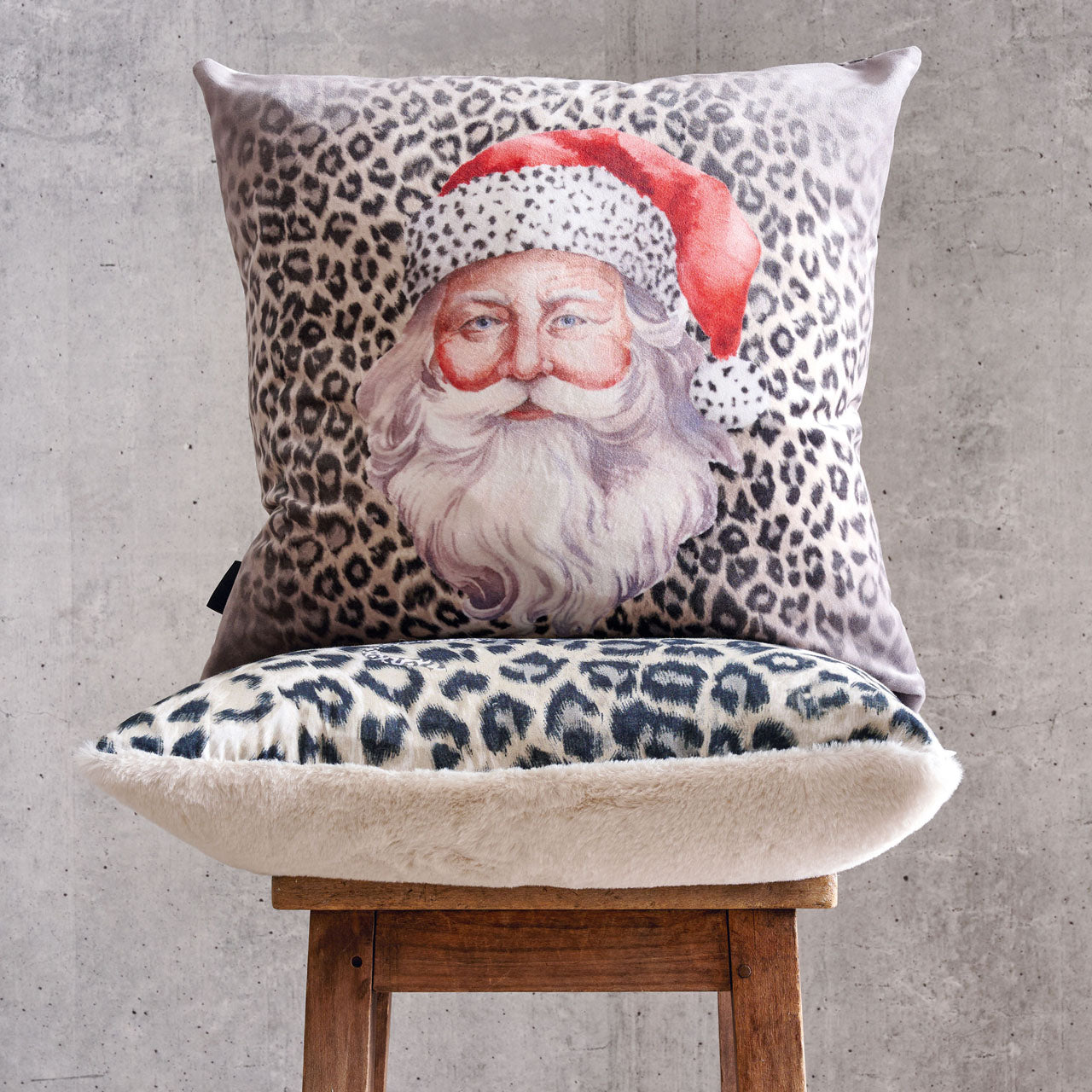 APELT Maurice Kissen Fake Fur Uni mit Leoprint