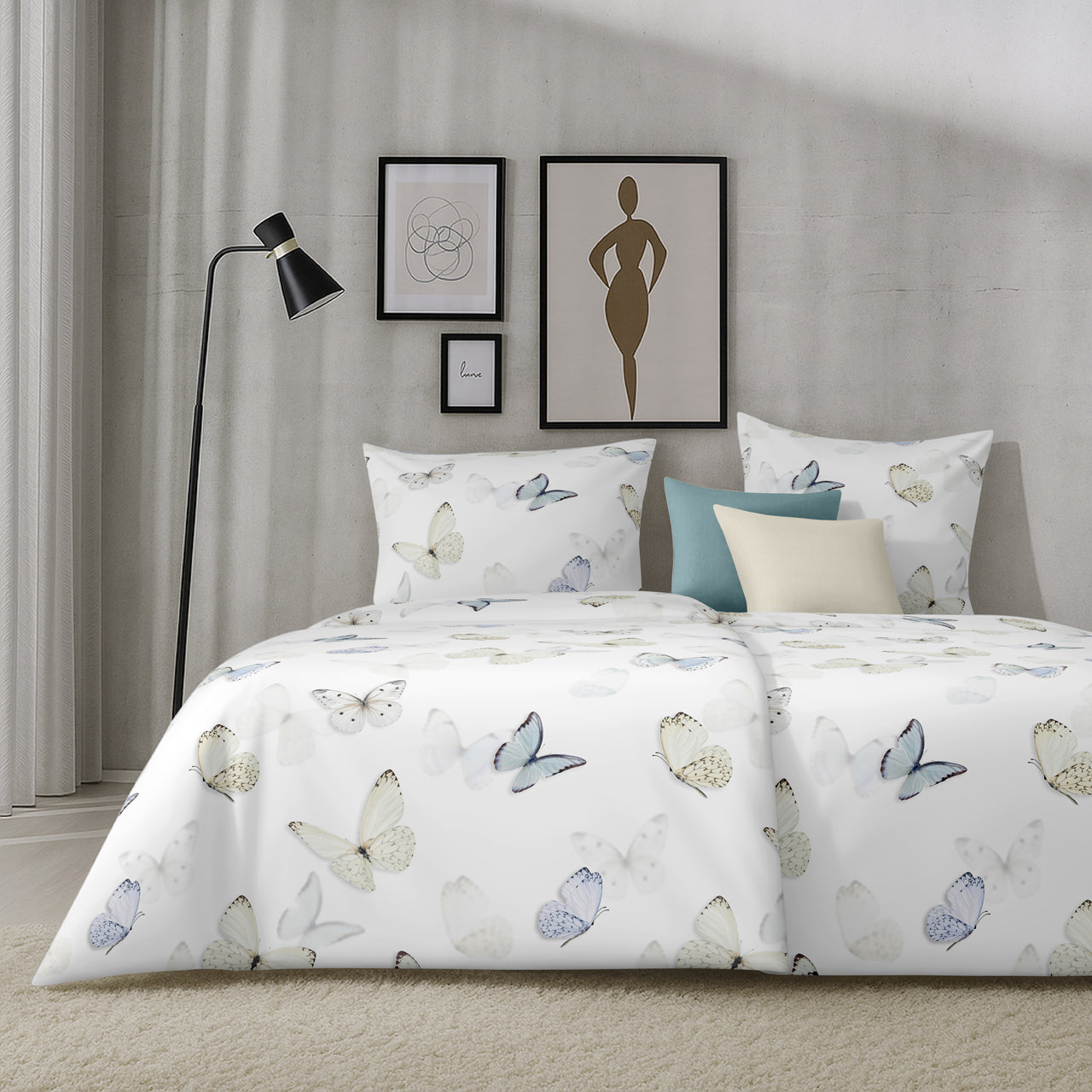 APELT Papillon Bettwäsche Baumwoll-Satin Filigrane Schmetterlinge