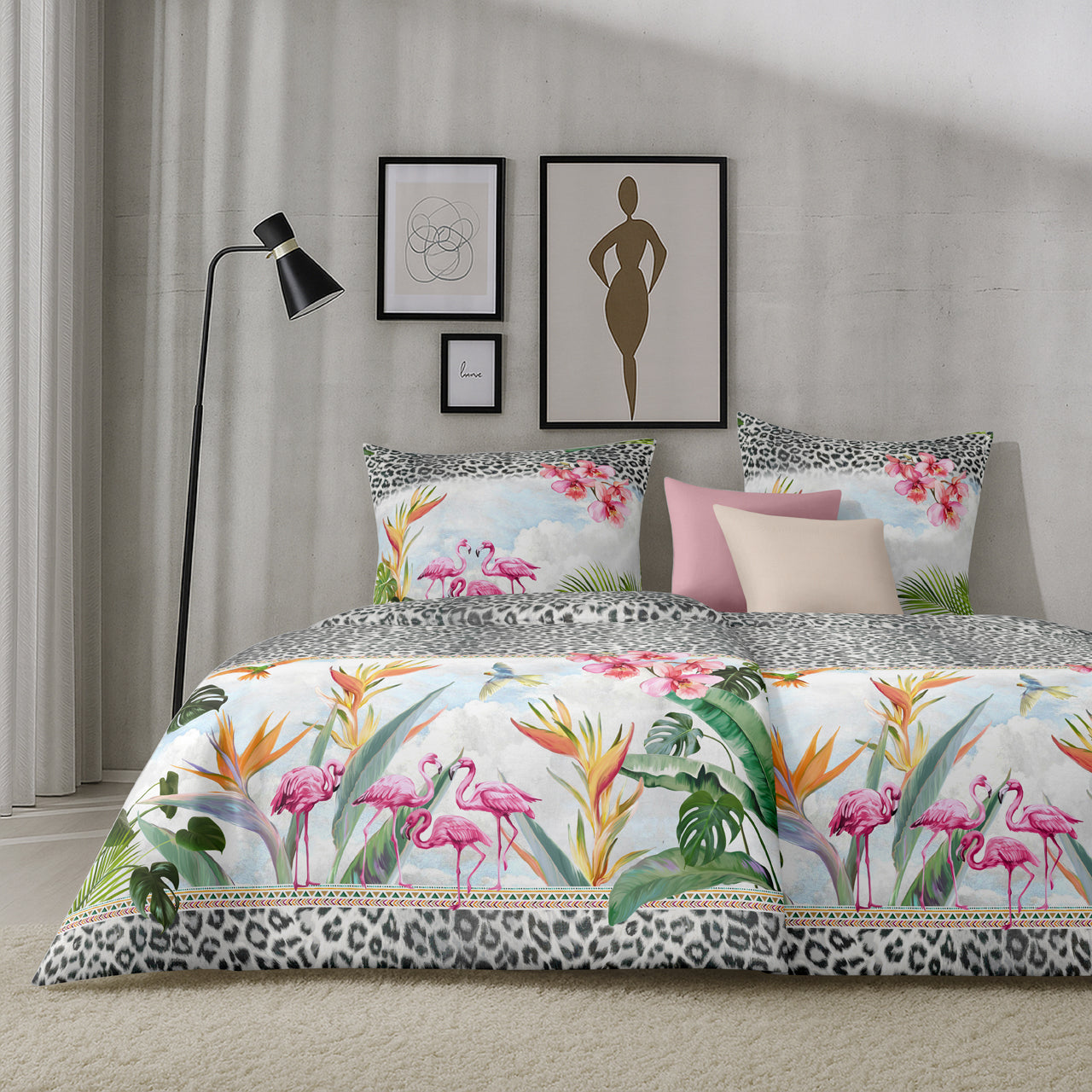 APELT Paradise Bettwäsche Baumwoll-Satin tropischen Landschaften und exotischen Tierwelten