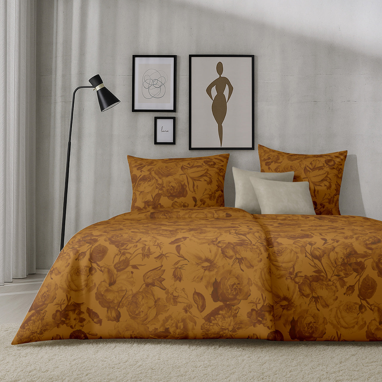 APELT Lela Bettwäsche Baumwoll-Satin Damast Rosen all over