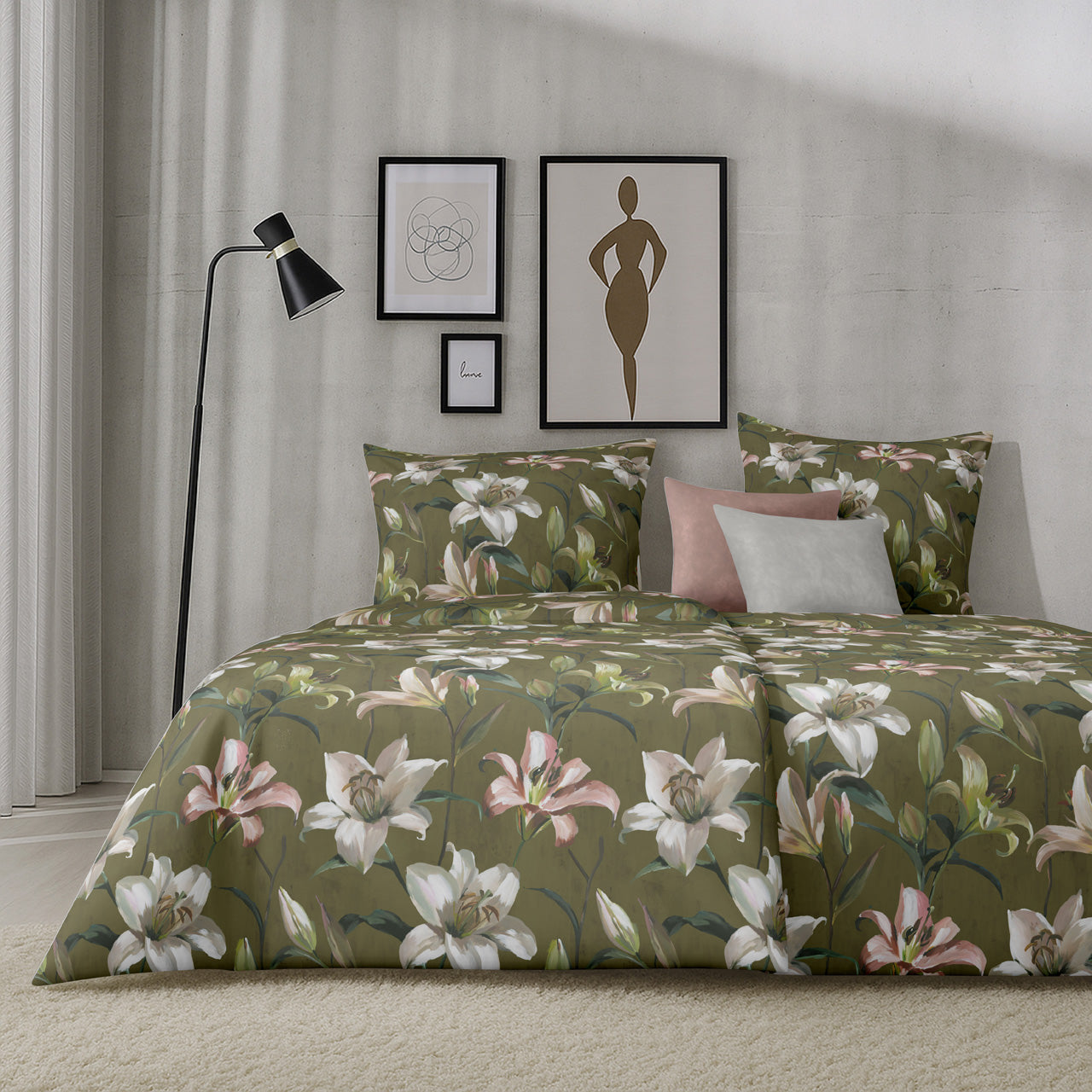 APELT Lilia Bettwäsche Baumwoll-Satin Lilien