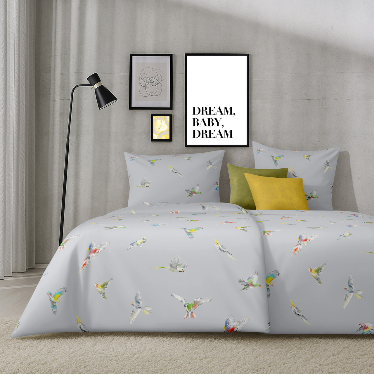 APELT Lola Bettwäsche Baumwoll-Satin Papagei als all over
