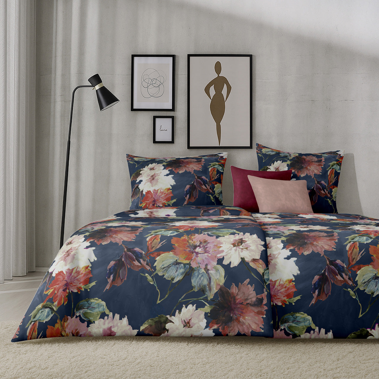 APELT Luna Bettwäsche Baumwoll-Satin Blumen