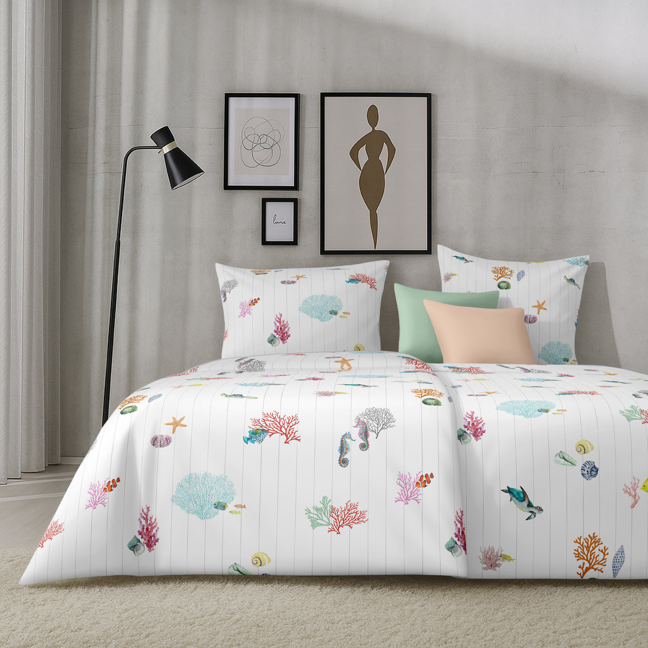 APELT Reef Bettwäsche Baumwoll-Satin Meer und seine Bewohner