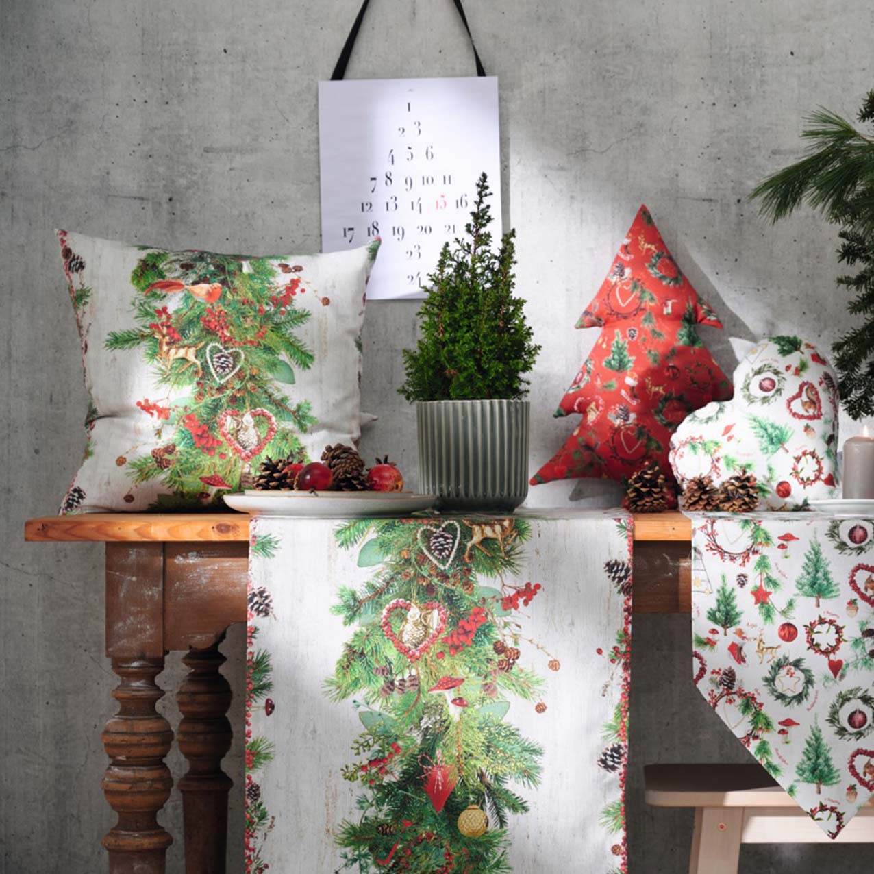 APELT 9529 Kissen Winter Motiv Weihnachtsgirlande
