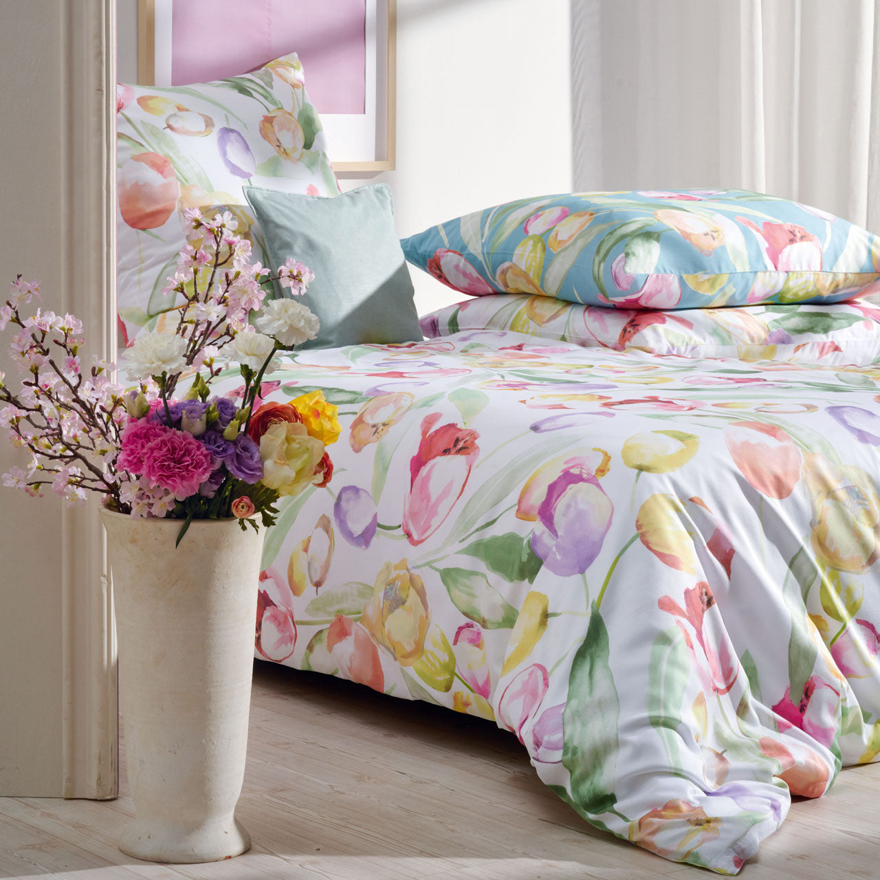 APELT Tulip Kimono Baumwoll-Satin Tulpenfeld