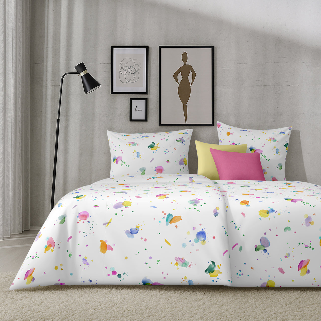 APELT Kleks Bettwäsche Baumwoll-Satin Farbenklecks