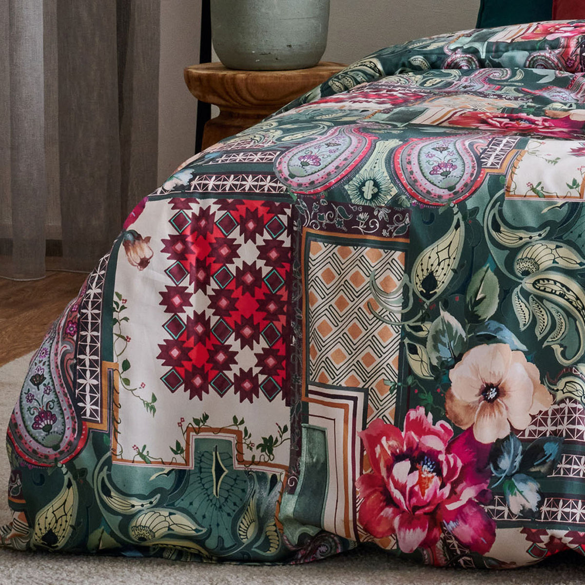 APELT Isabella Bettwäsche Baumwoll-Satin Patch mit Blüten