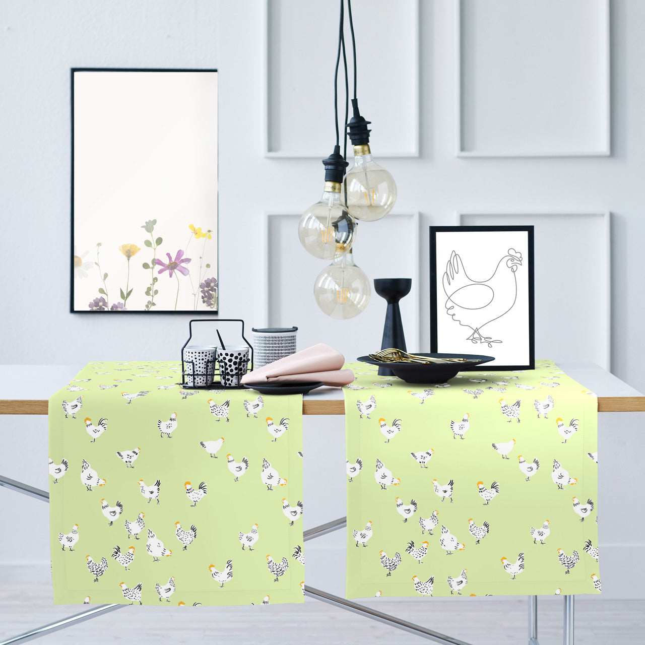 APELT 3102 Tischdecke Design mit Hühnern als all-over