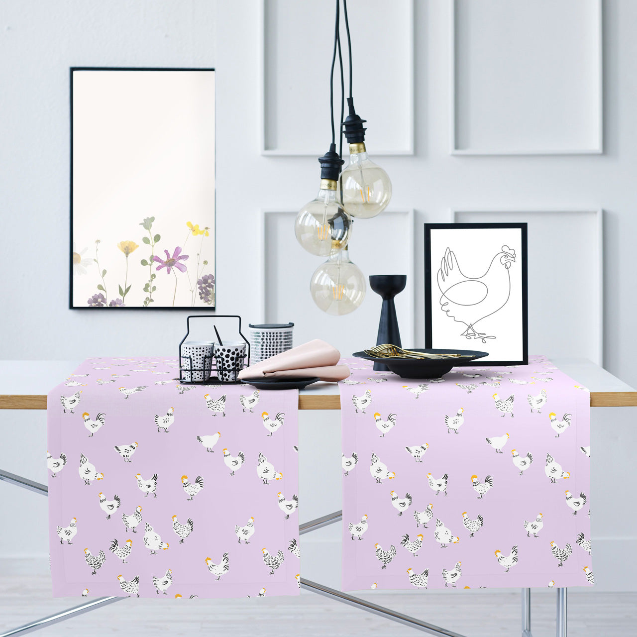 APELT 3102 Tischdecke Design mit Hühnern als all-over