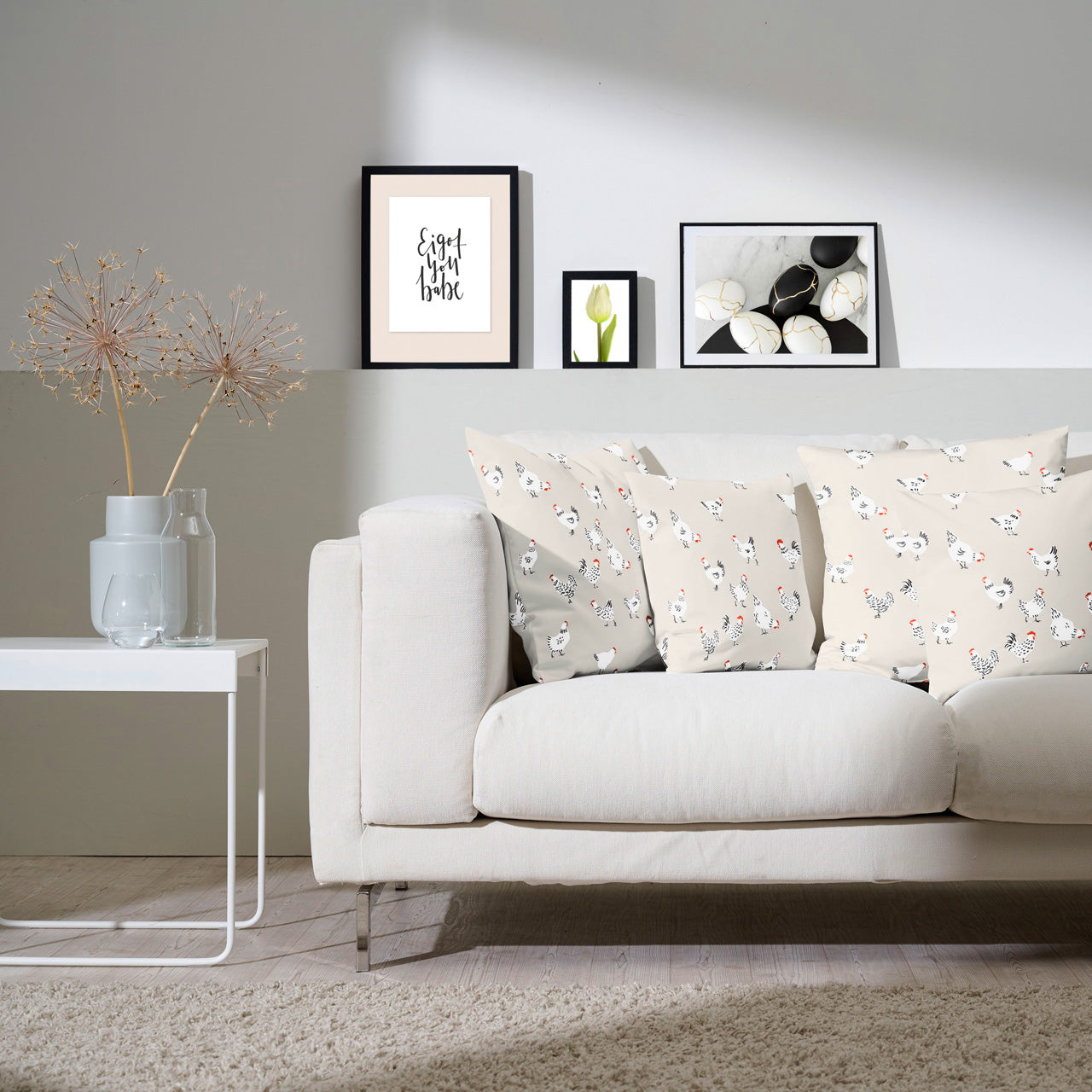 APELT 3102 Kissen Design mit Hühnern als all-over