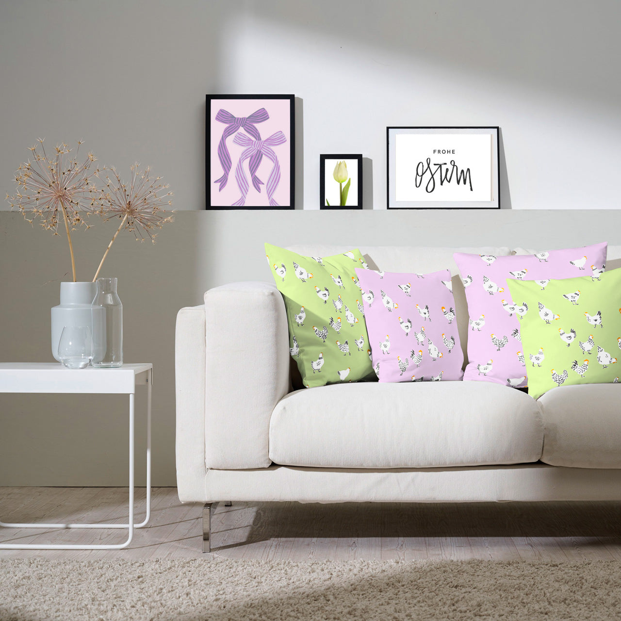 APELT 3102 Kissenbezug Design mit Hühnern als all-over