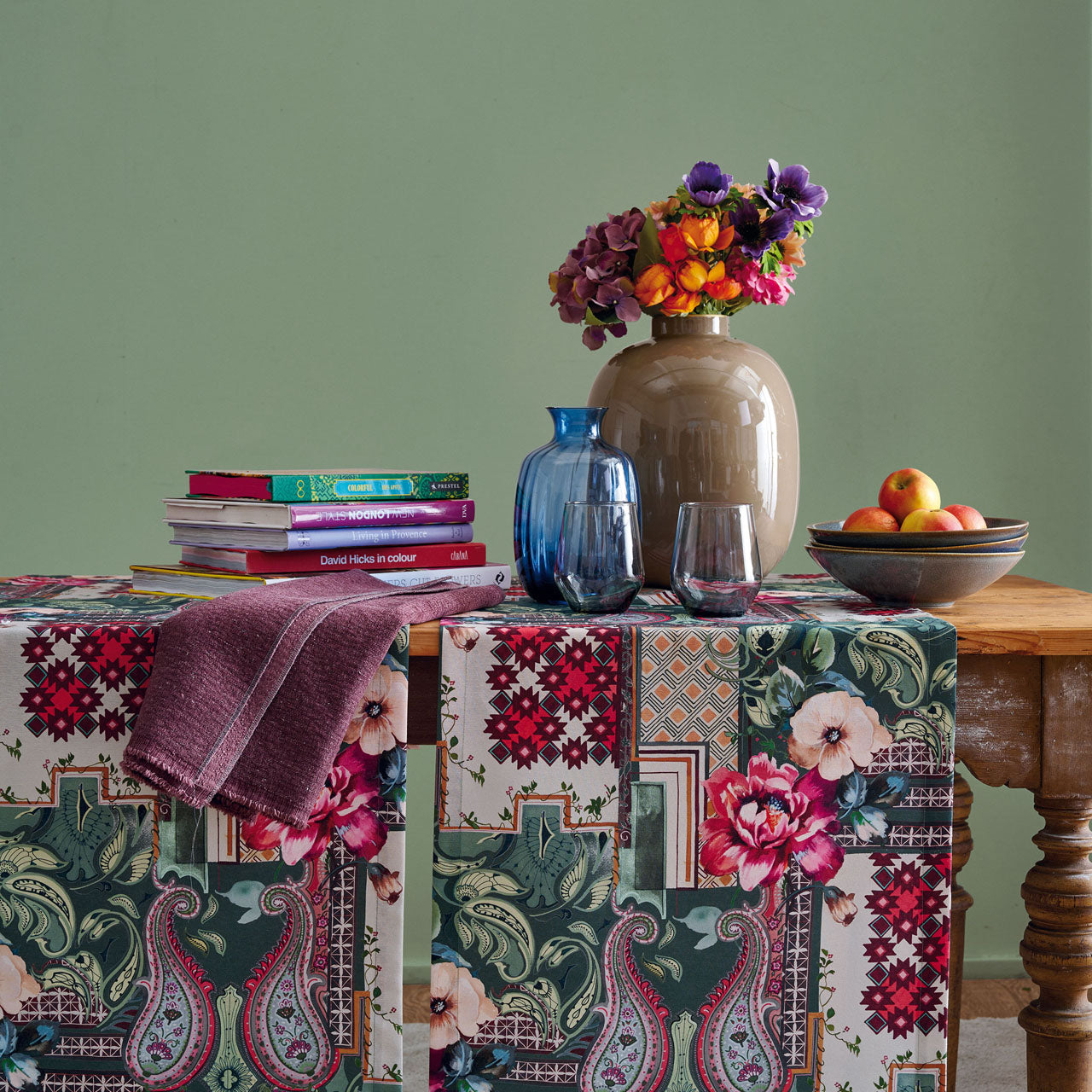 APELT 3403 Tischdecke Blumen und Ornamente im boheme-style