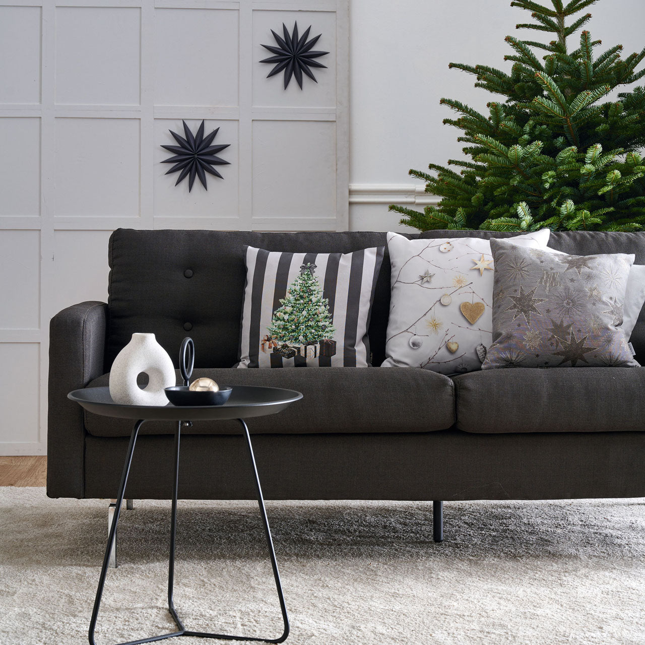 APELT 3713 Kissenbezug Weihnatsbaum auf Streifen