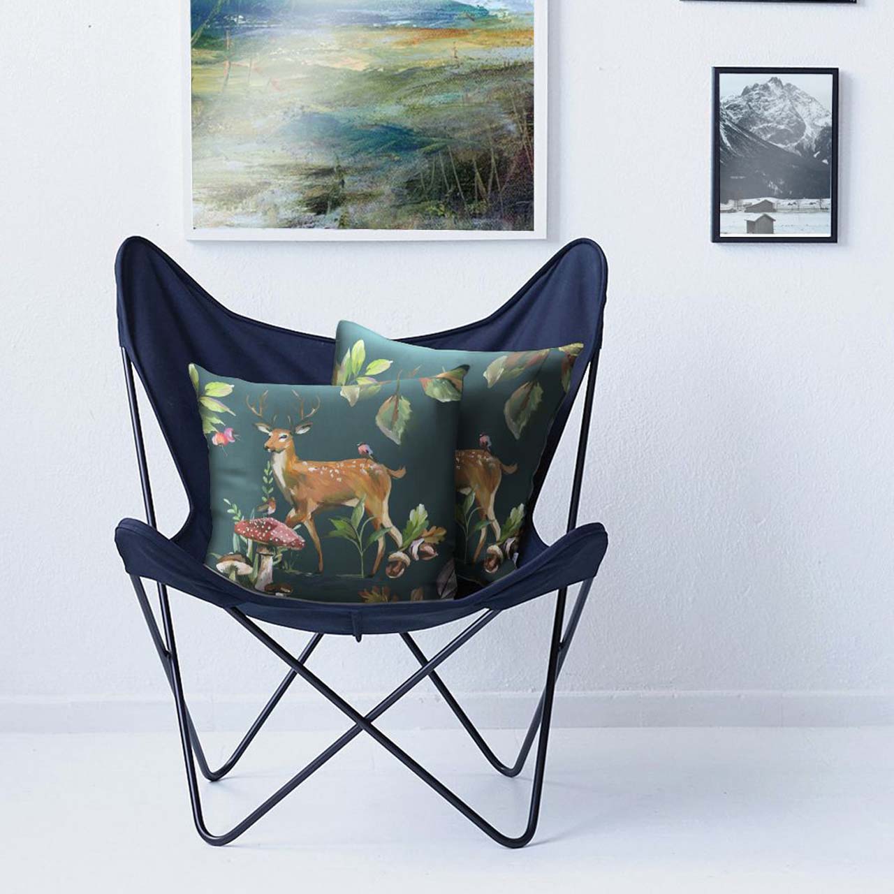 APELT 5884 Kissen Herbstmotiv Reh und Pilze