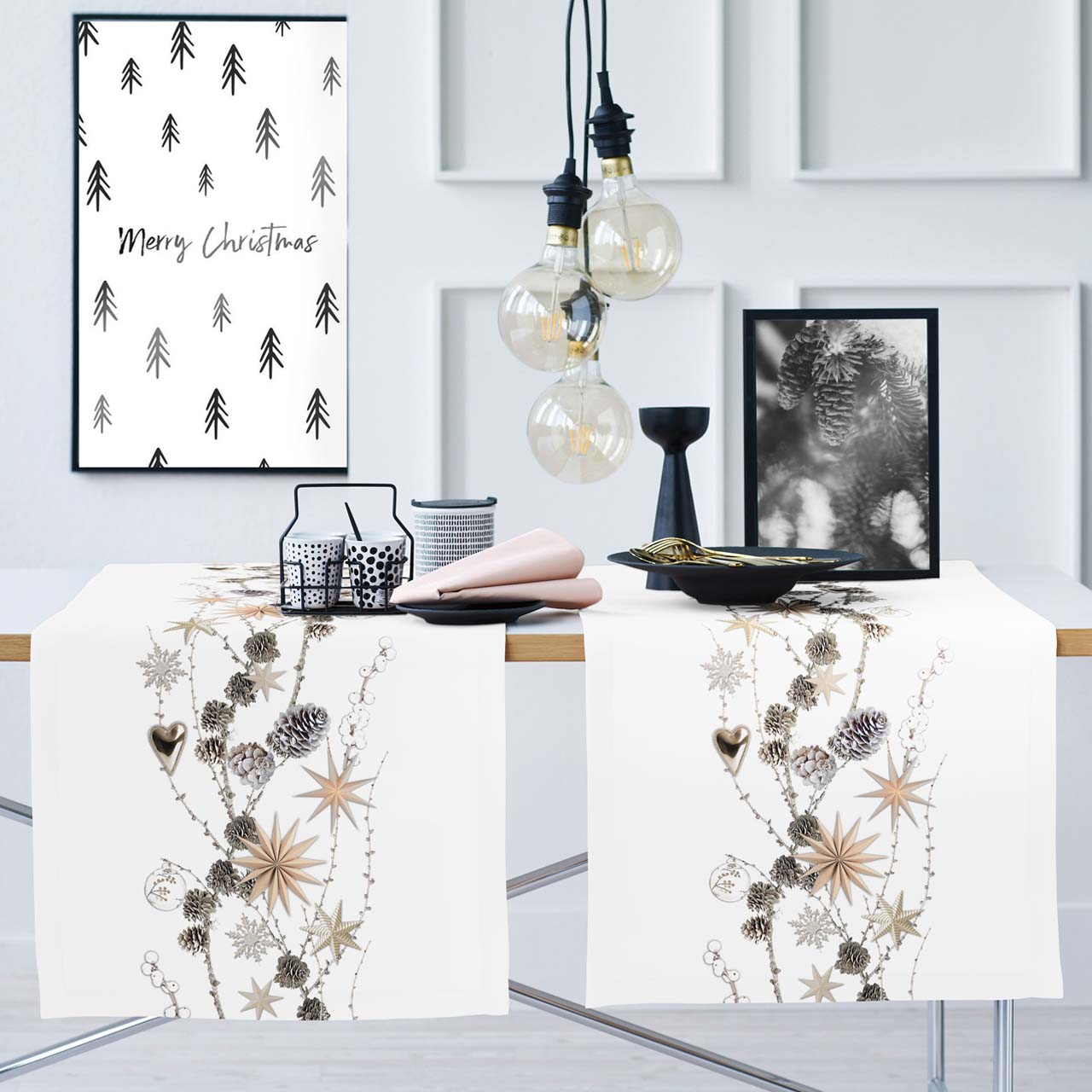 APELT 6204 Tischläufer Winter Motiv Winterzweige