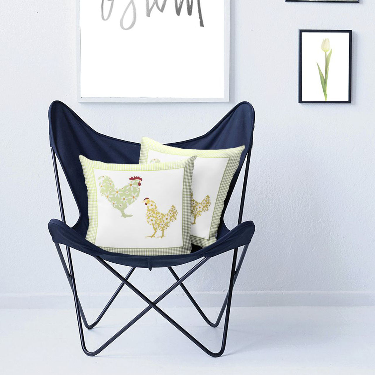 APELT 6711 Kissenbezug Frühlingsmotiv Hahn & Huhn