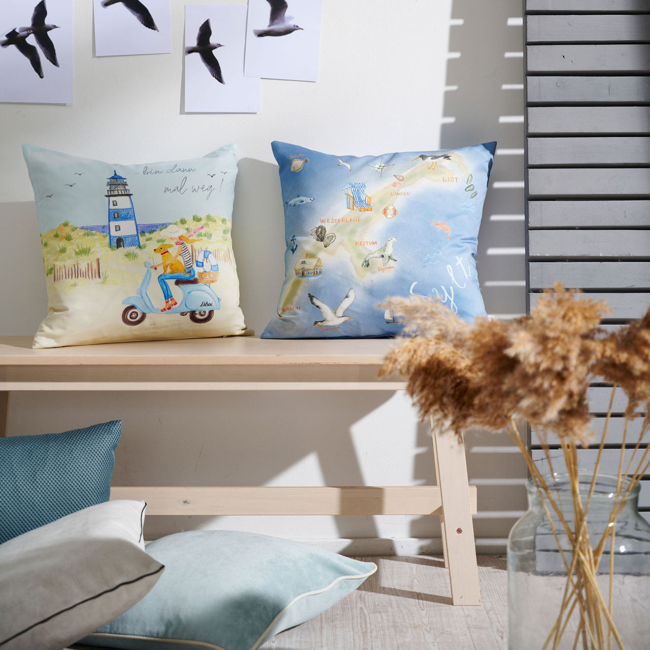 APELT 6745 Kissen Liebevoll aquarelliertes Strandmotiv