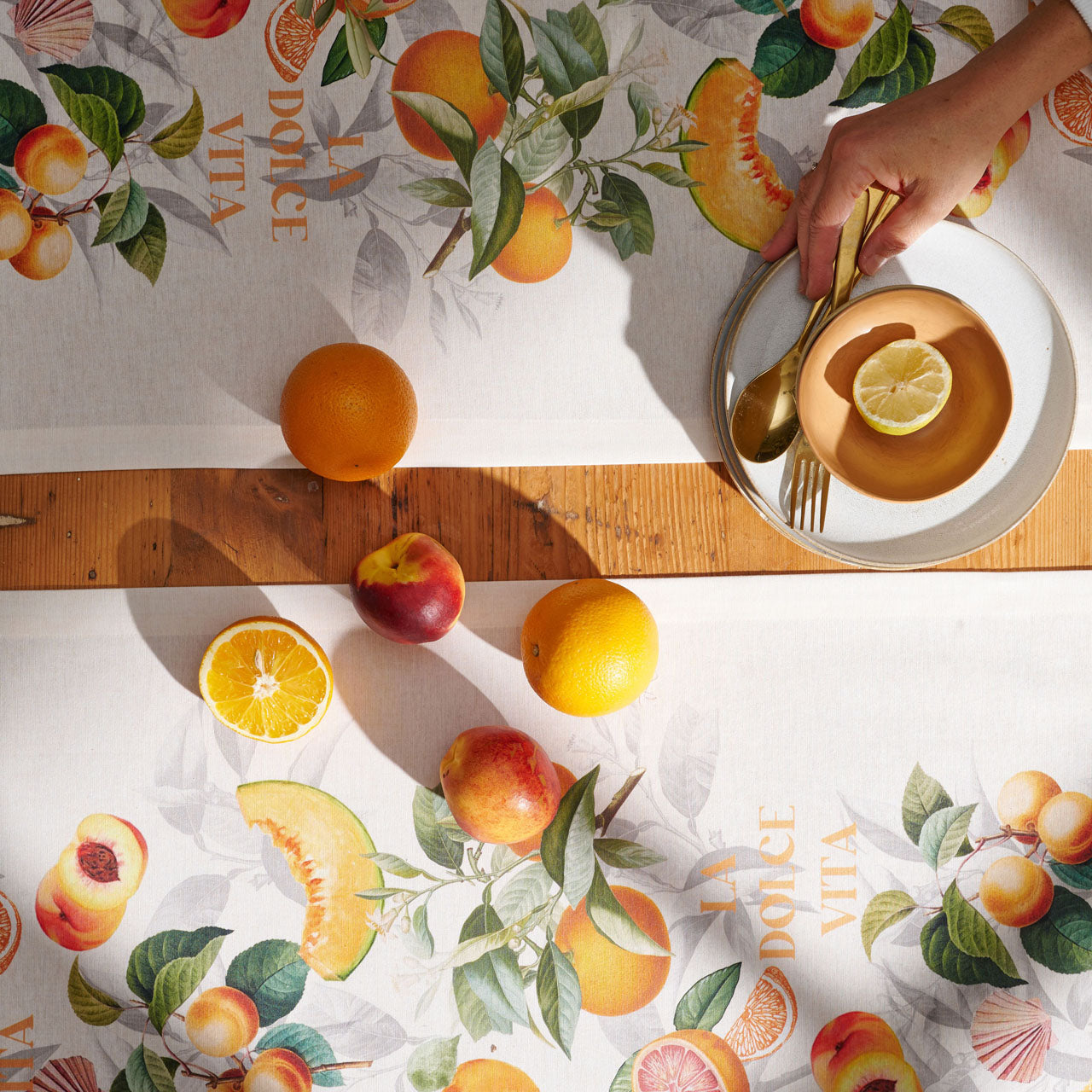 APELT 6752 Kissen Citrusfrüchte, Melone und Pfirsich