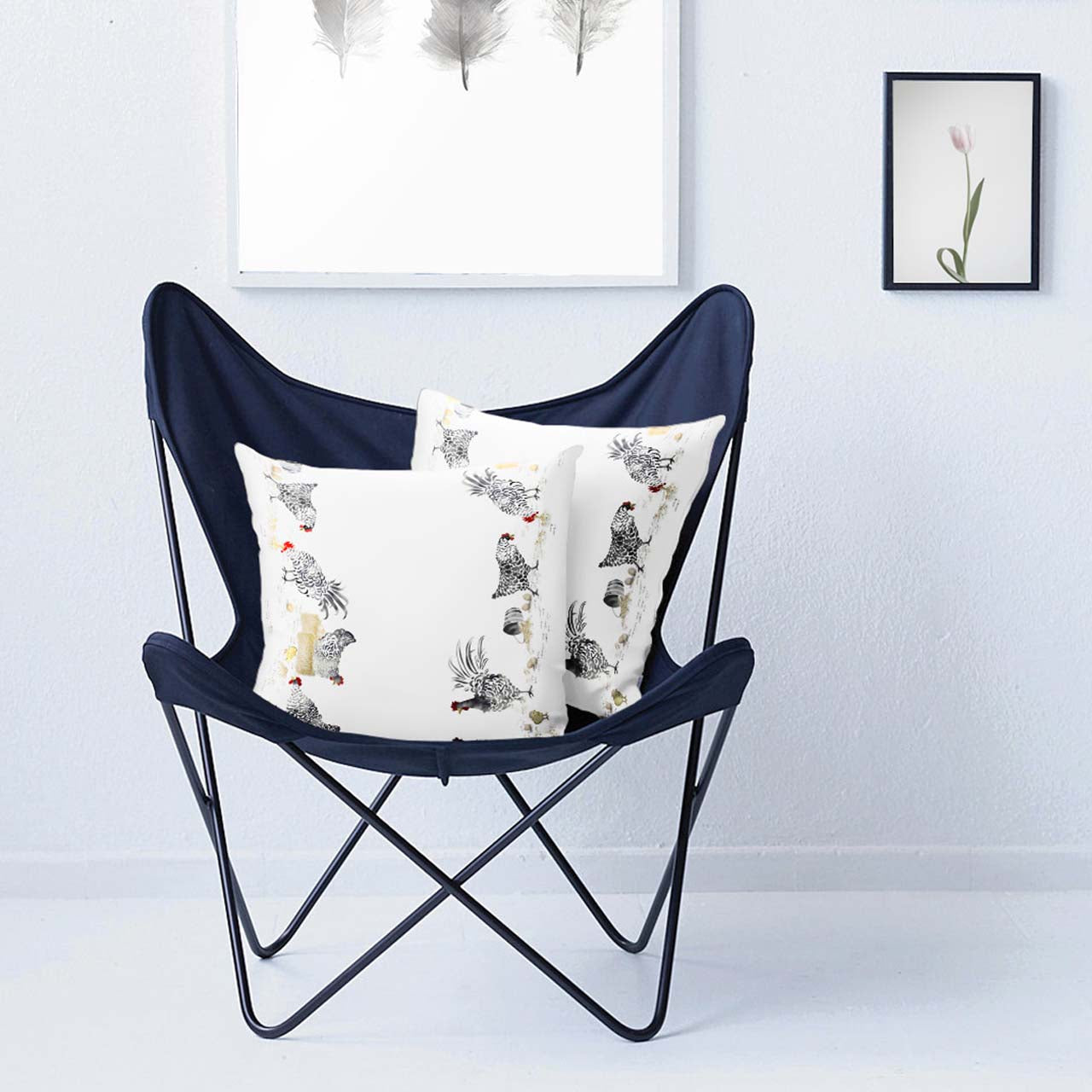 APELT 6811 Kissenbezug Oster-Motiv schwarz-weiße Hühner