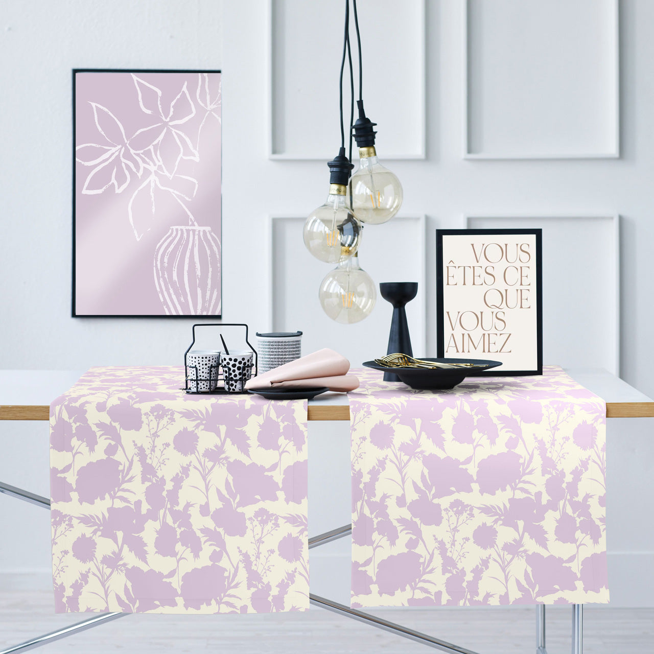 APELT 7002 Tischläufer Sommerblüten als Faux-Uni all-over