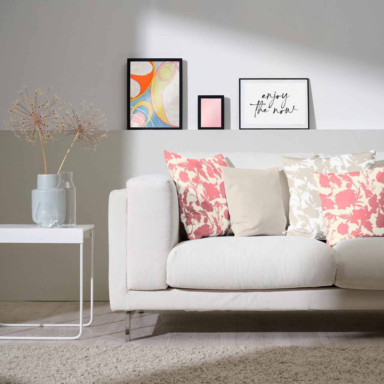 APELT 7002 Kissenbezug Sommerblüten als Faux-Uni all-over