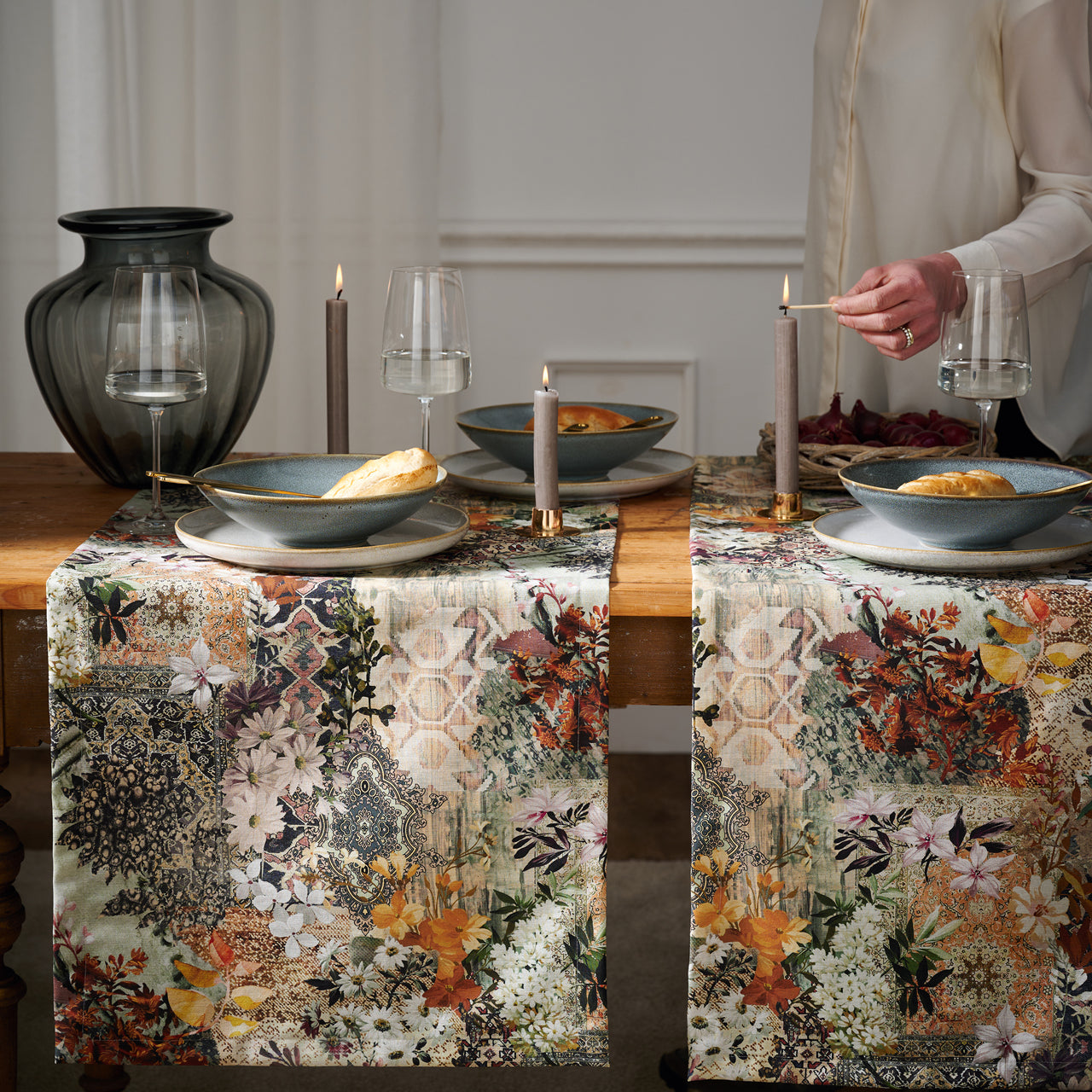 APELT 7401 Läufer Stylisches Patch mit Herbstblüten