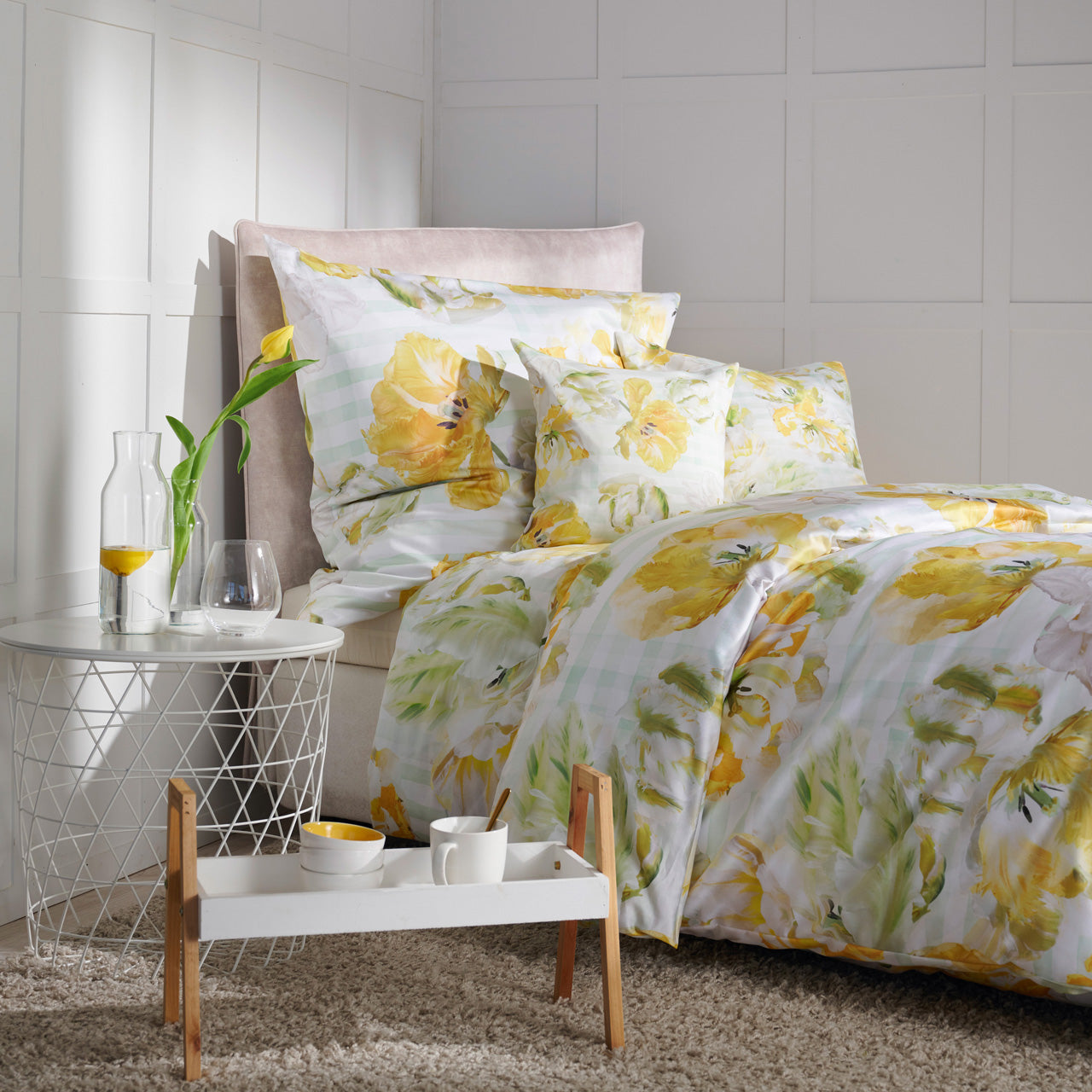 APELT Nelly Bettwäsche Baumwoll-Satin Tulpen Aquarell