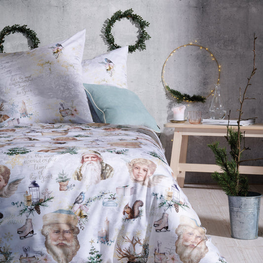 APELT Santa Bettwäsche Baumwoll-Satin Weihnachtliche Postkartenmotive