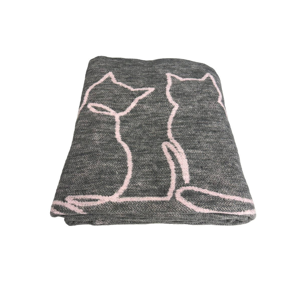 APELT Betty Plaid mit Fransen Linear geziechneten Katzen