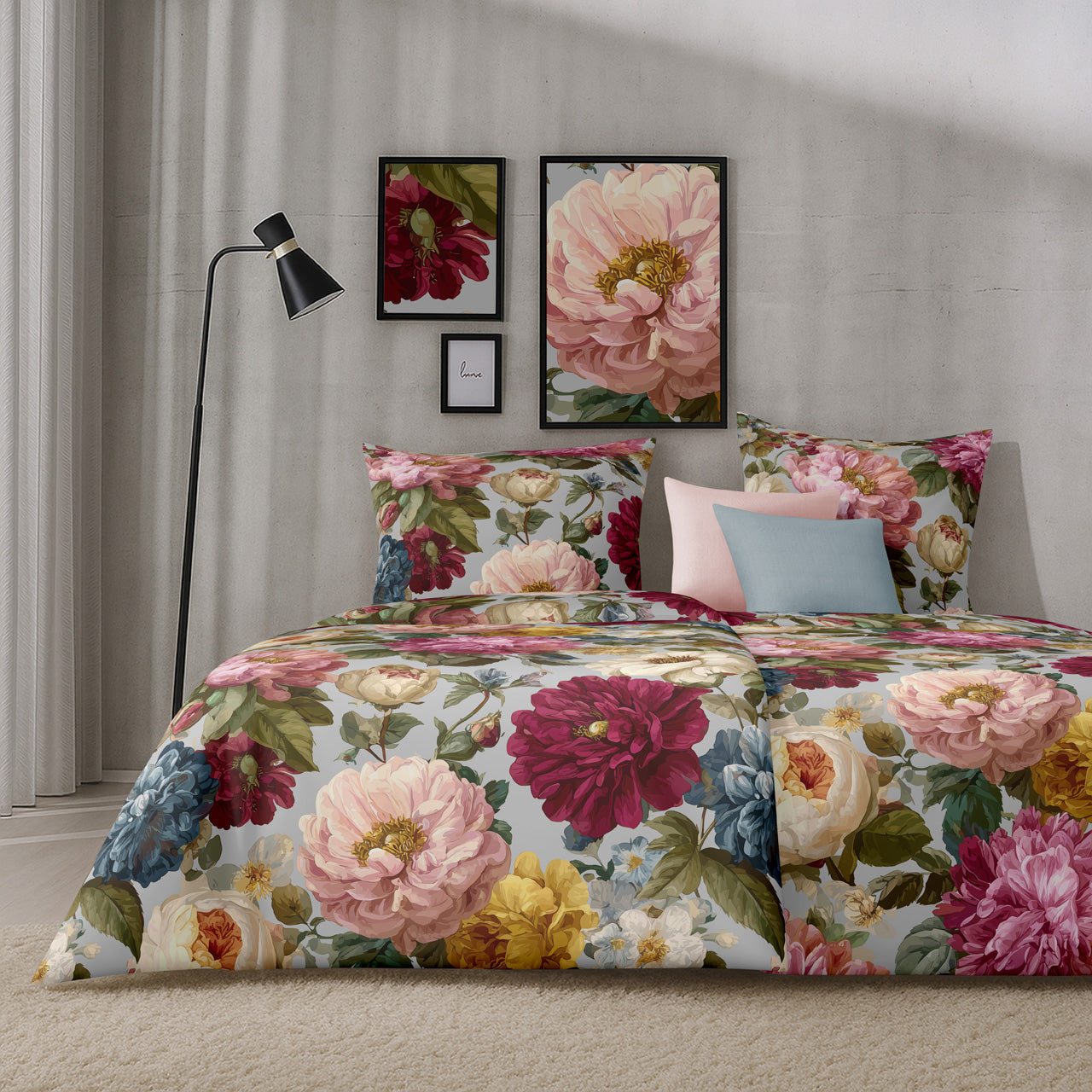 APELT Daphne Bettwäsche Baumwoll-Satin englische Rosen