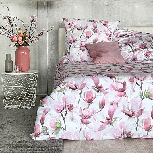 APELT Dorothy Bettwäsche Baumwoll-Satin Magnolienzweige