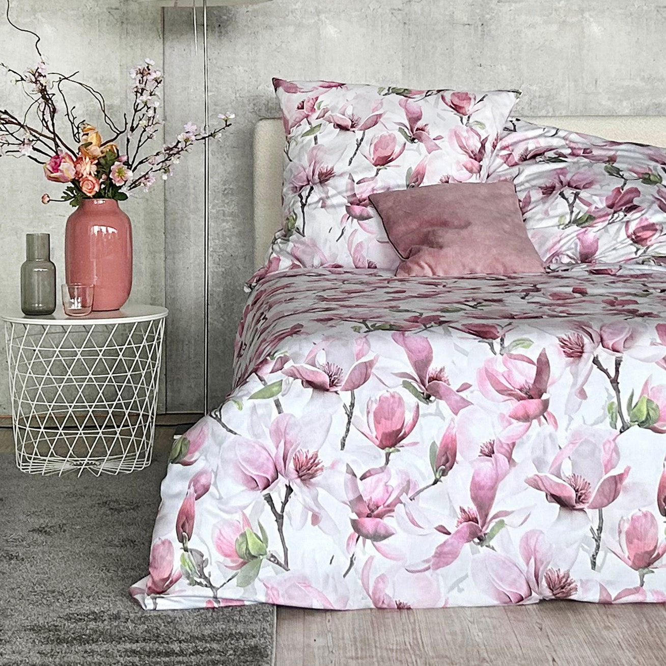 APELT Dorothy Bettwäsche Baumwoll-Satin Magnolienzweige