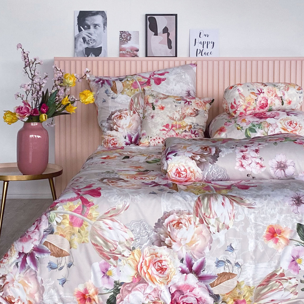 APELT Giorgia Bettwäsche Baumwoll-Satin modisches Blütenallover