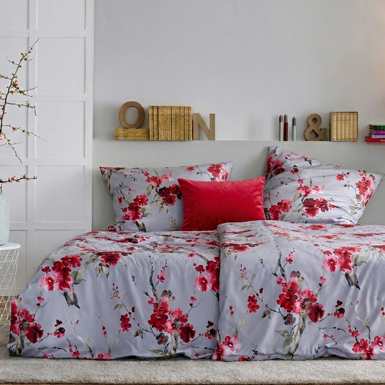 APELT Hanami Bettwäsche Baumwoll-Satin Blütenzweige