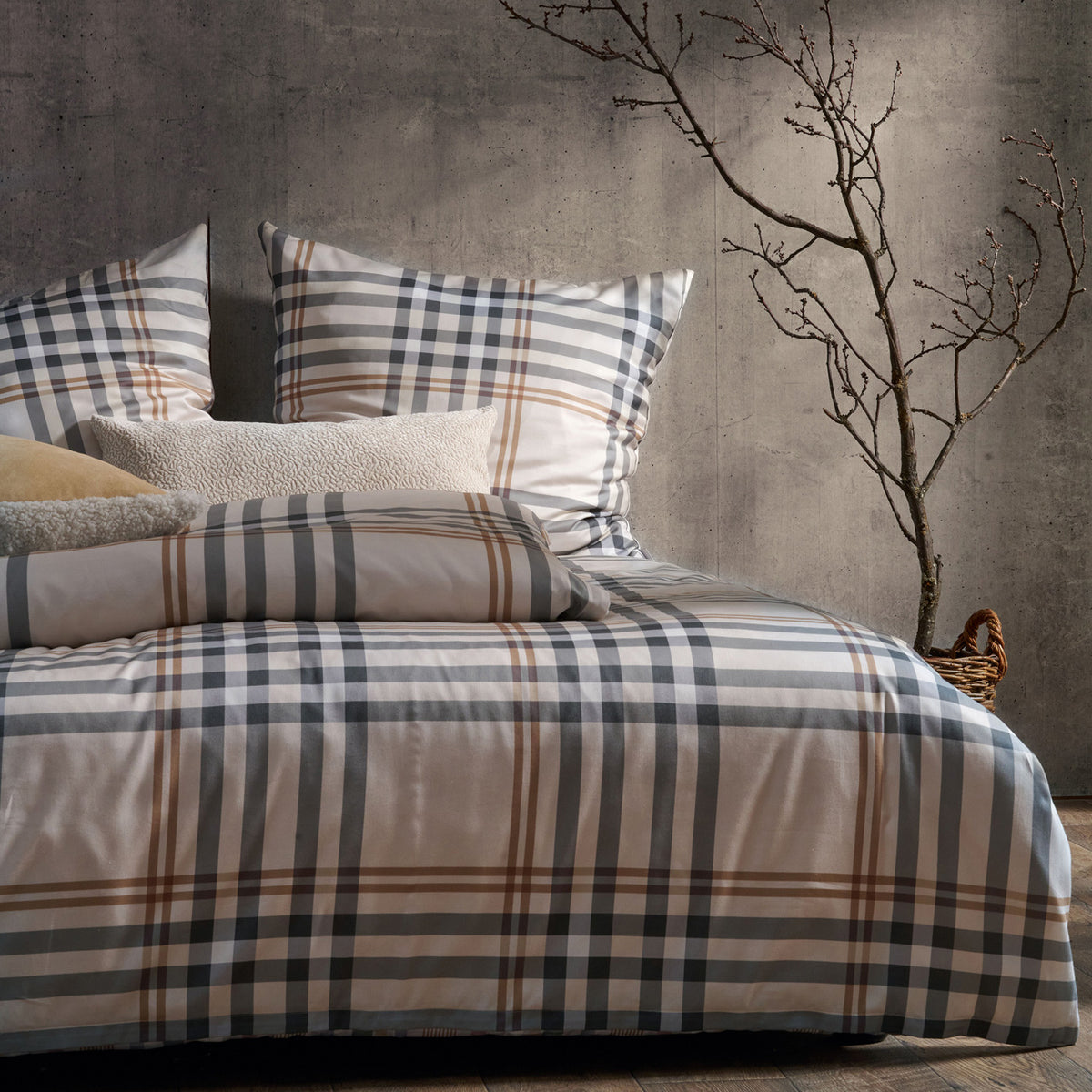 APELT Jeremy Bettwäsche Baumwoll-Satin Karodesign