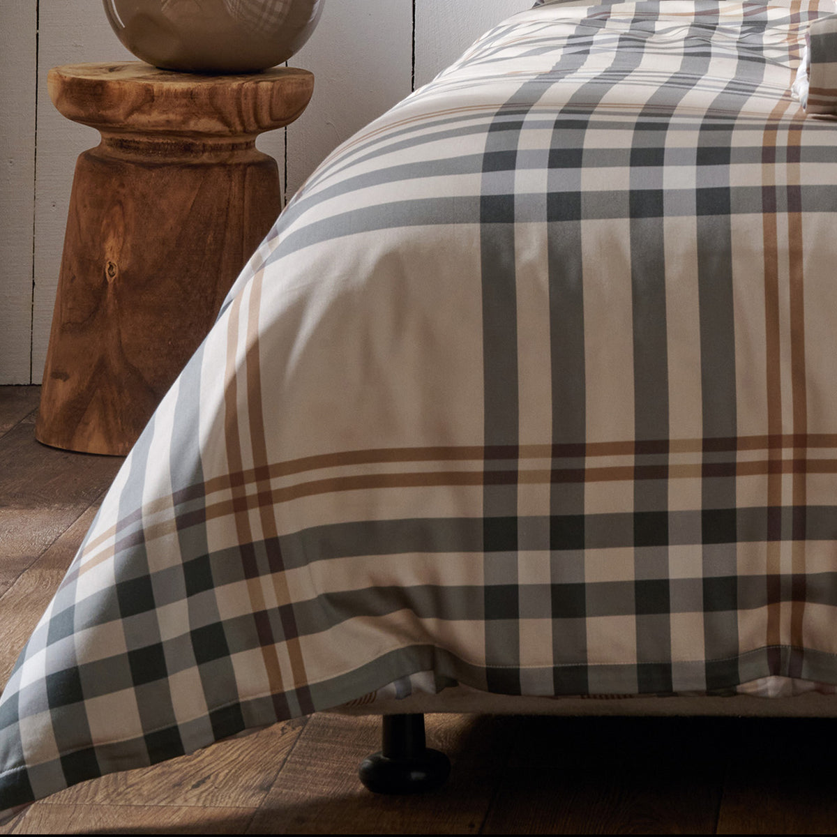 APELT Jeremy Bettwäsche Baumwoll-Satin Karodesign