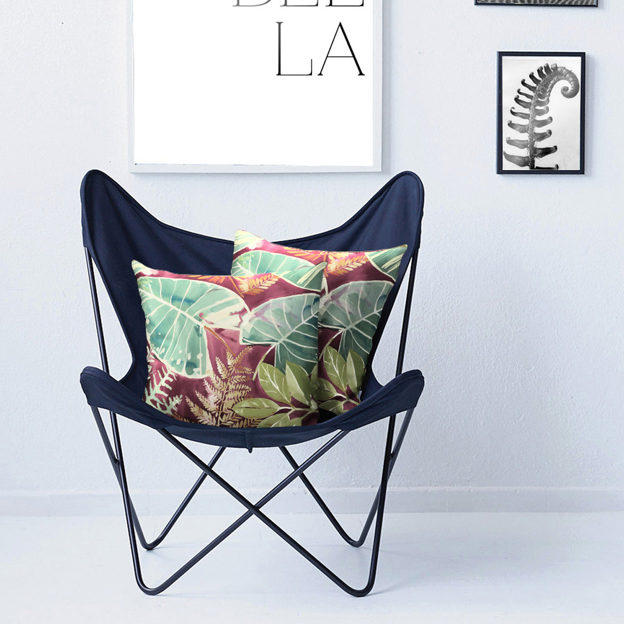 APELT Jody Samt Kissen künstlerisches Blattmotiv