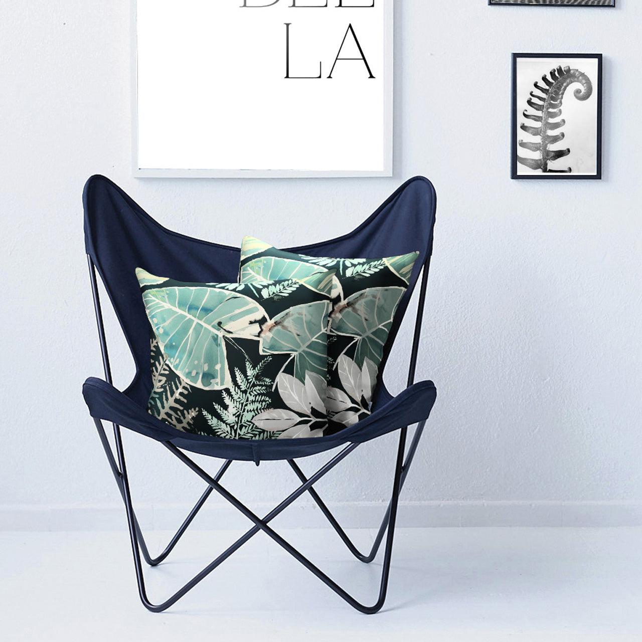 APELT Jody Samt Kissen künstlerisches Blattmotiv