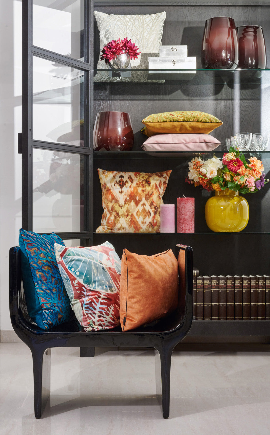 APELT Jody Samt Kissenbezug künstlerisches Blattmotiv