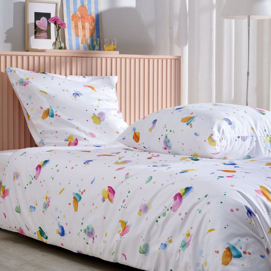 APELT Kleks Bettwäsche Baumwoll-Satin Farbenklecks