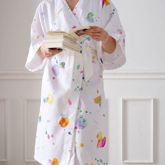 APELT Kleks Kimono Baumwoll-Satin Farbenklecks